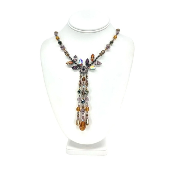 NICKY BUTLER Honey Multi Crystal & Rhinestone Tassel Designer NB Necklace NWT - Picture 13 of 13